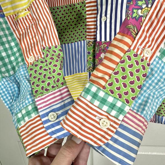 Vintage Ralph Lauren Patchwork Long Sleeve Button Up Shirt Men S - Picture 6 of 8